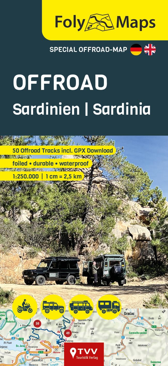 FolyMap OFFROAD Sardinien 1:275 000: Spezialkarte mit 84 Offroad Pisten: Spezialkarte mit über 60 Offroad Pisten (Foly Maps)