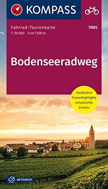 KOMPASS Fahrrad-Tourenkarte Bodenseeradweg 1:50.000: Leporello Karte, reiß- und wetterfest