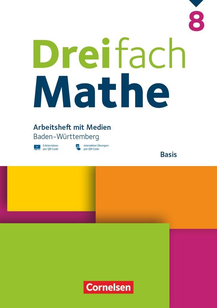 Dreifach Mathe 8. Schuljahr - Baden-Württemberg - Basis - Arbeitsheft mit Medien und Lösungen