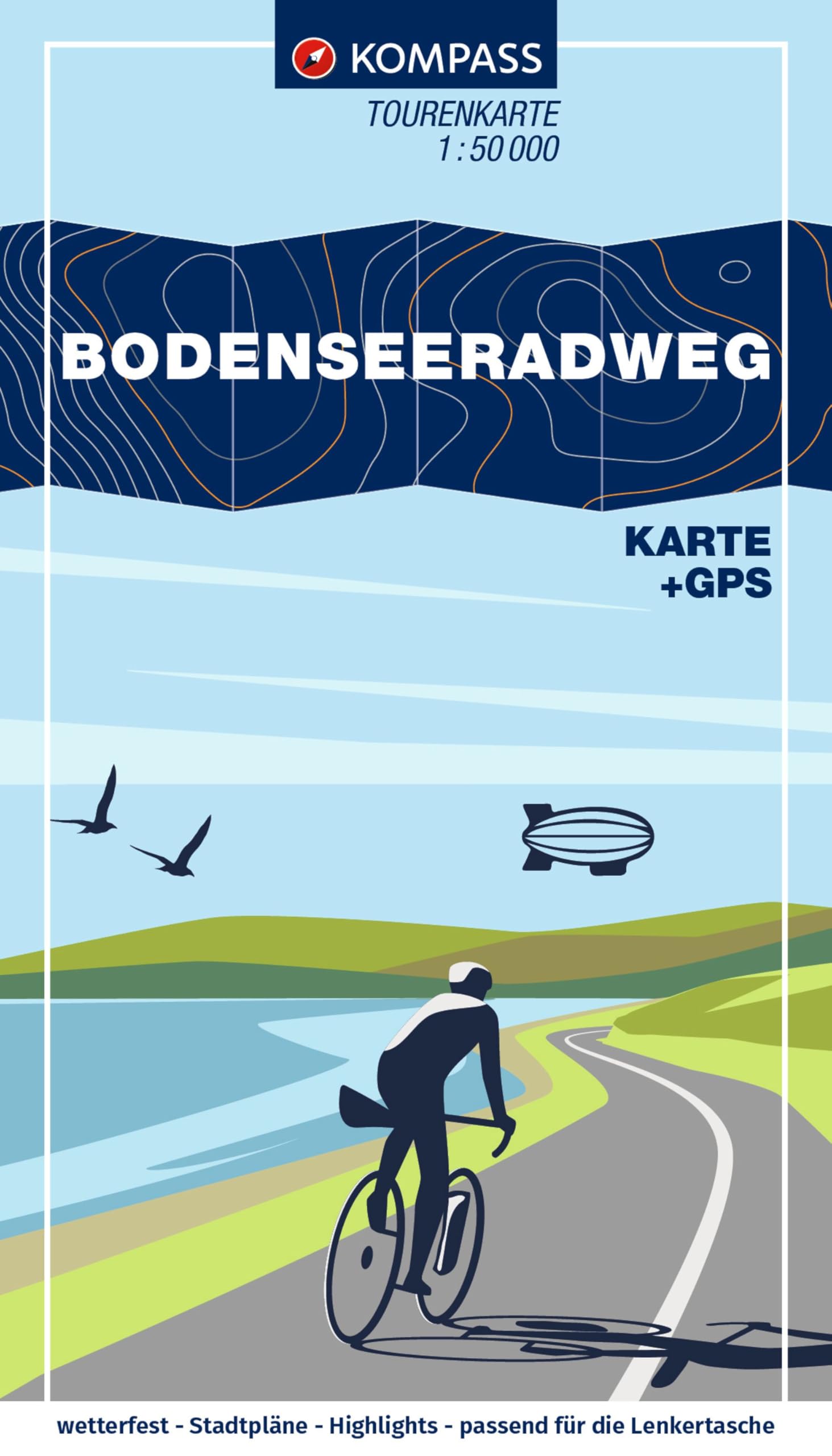 KOMPASS Fahrrad-Tourenkarte Bodenseeradweg 1:50.000: Leporello Karte, reiß- und wetterfest