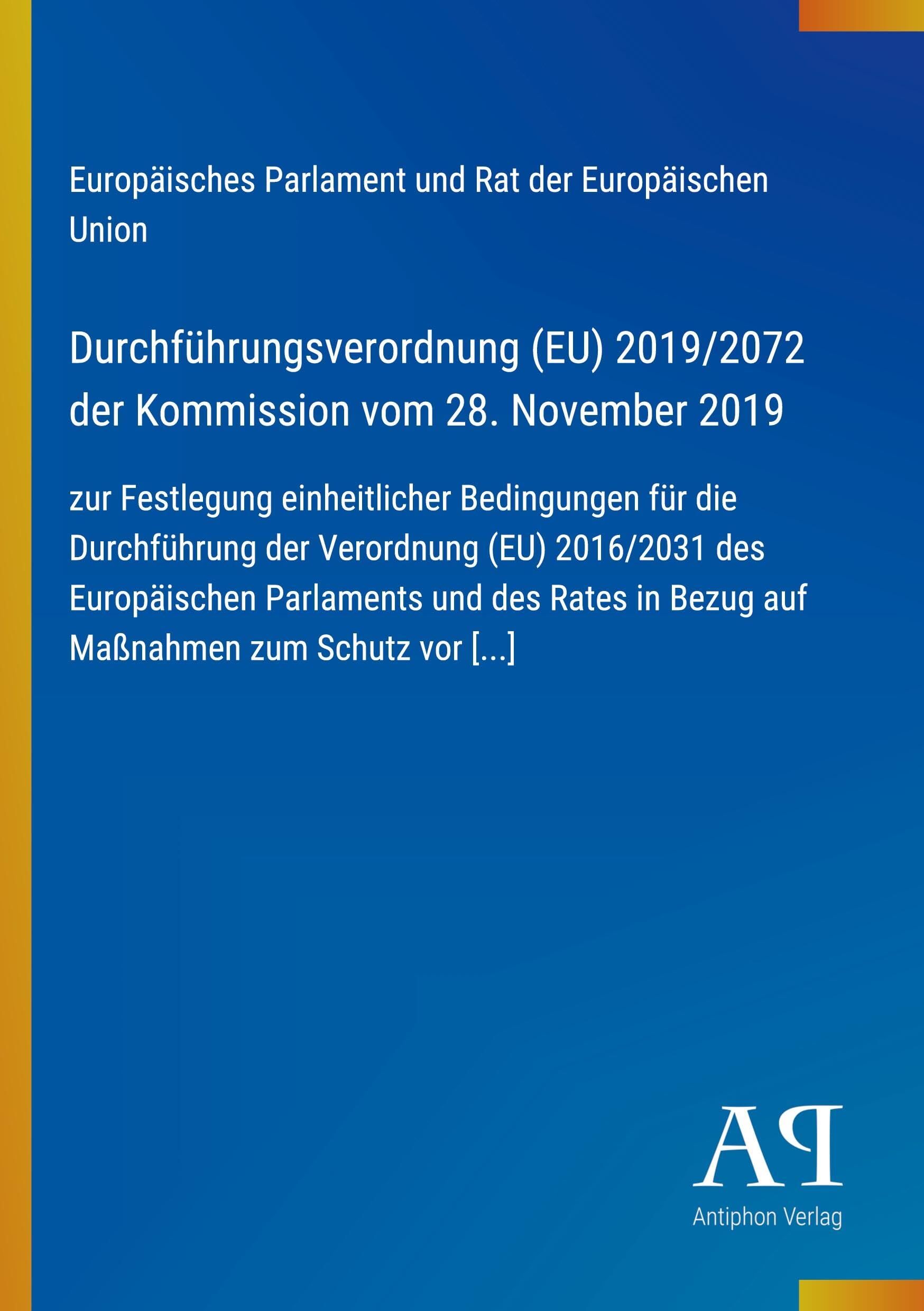 Durchführungsverordnung (EU) 2019/2072 der Kommission vom 28. November 2019