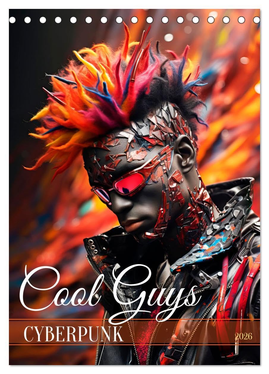 CYBERPUNK Cool guys (Desk Calendar 2026 DIN A5 portrait), CALVENDO 12 Month DeskCalendar: Rebels in the era of AI technology