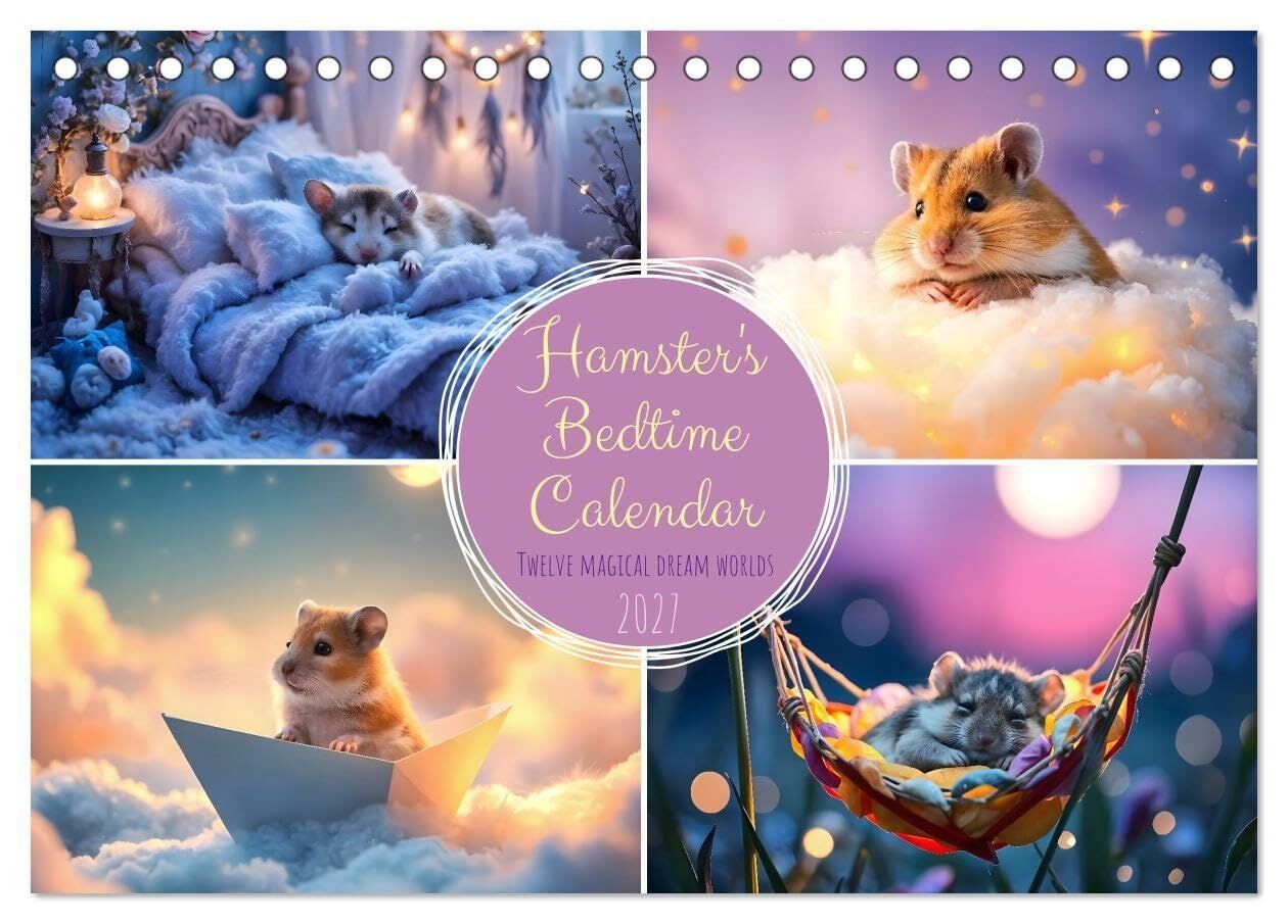 Hamster's Bedtime Calendar - Twelve magical dream worlds (Desk Calendar 2027 DIN A5 landscape), CALVENDO 12 Month DeskCalendar