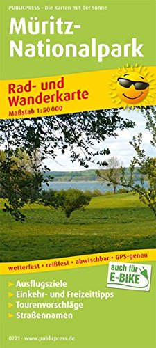 Müritz-Nationalpark: Rad- und Wanderkarte mit Ausflugszielen, Einkehr- & Freizeittipps, Nebenkarte Müritz Nationalpark, östlicher Teil, Straßennamen, ... 1:50000 (Rad- und Wanderkarte / RuWK)