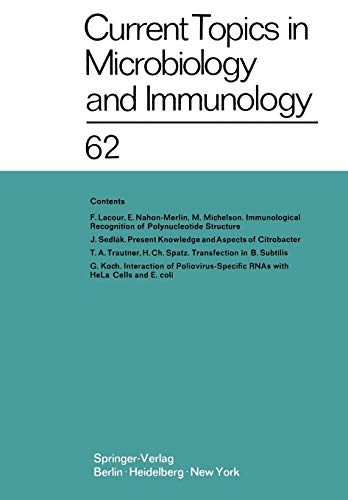 Current Topics in Microbiology and Immunology / Ergebnisse der Mikrobiologie und Immunitätsforschung: Volume 62 (Current Topics in Microbiology and Immunology, 62, Band 62)