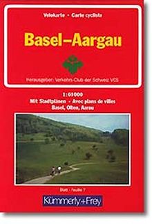 Basel - Aargau: Velokarte 1:60000 mit Stadtplänen Basel, Olten, Aarau (Kümmerly+Frey Velokarten)