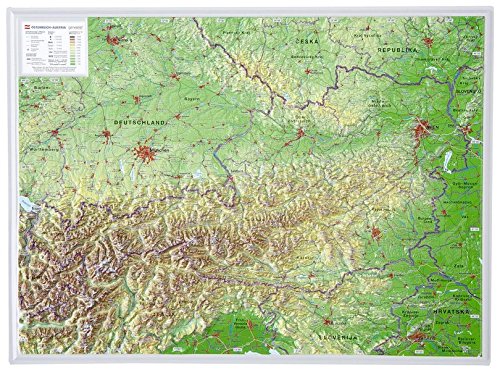 Österreich 1:1.6MIO: Reliefkarte Österreich klein Din A3 (Tiefgezogenes Kunststoffrelief)