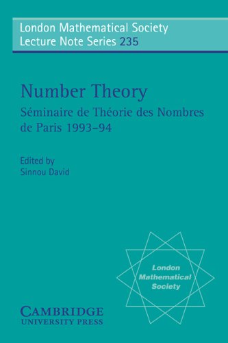 Sinnou David Lms, 235 Number Theory, S¿minaire De Th¿orie Des Nombres De Paris 1993-94 (London Mathematical Society Lecture Note Series, Band 235)