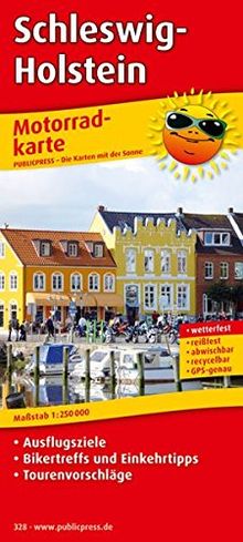 Motorradkarte Schleswig-Holstein: Mit Ausflugszielen, Einkehr- & Freizeittipps und Tourenvorschlägen, wetterfest, reissfest, abwischbar, GPS-genau. 1:250000
