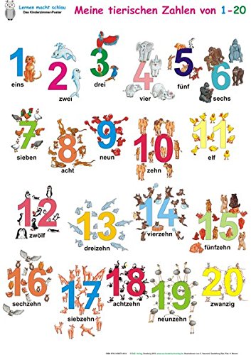 Meine tierischen Zahlen von 1-20. Poster: Deutsch