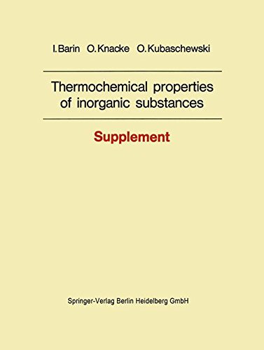 Thermochemical properties of inorganic substances: Supplement