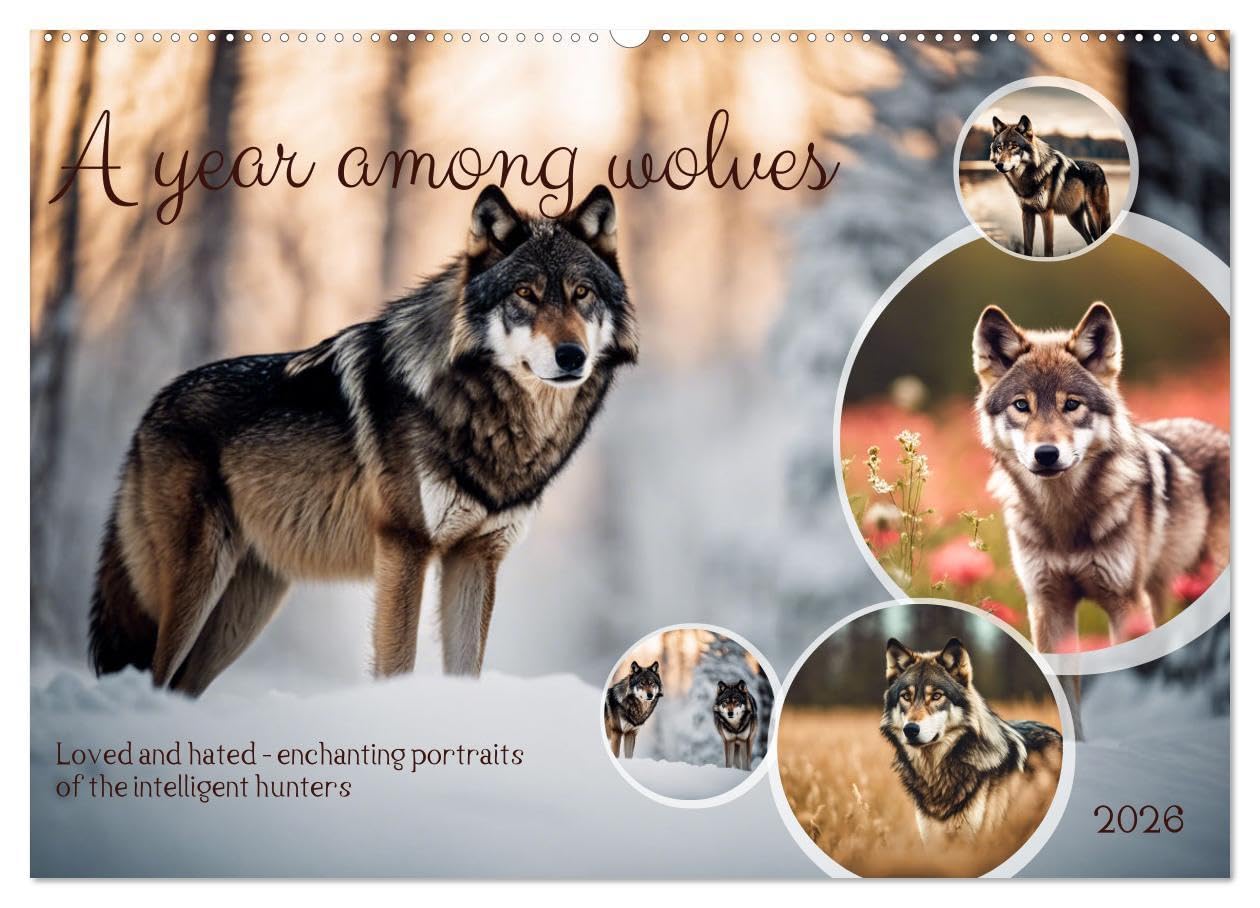 A year among wolves (Wall Calendar 2026 DIN A2 landscape), CALVENDO 12 Month Wall Calendar: Loved and hated - enchanting portraits of the intelligent hunters