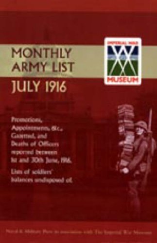 SUPPLEMENT TO THE MONTHLY ARMY LIST JULY 1916