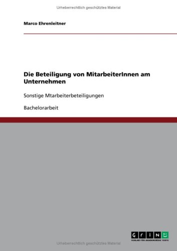 Die Beteiligung von MitarbeiterInnen am Unternehmen: Sonstige Mtarbeiterbeteiligungen