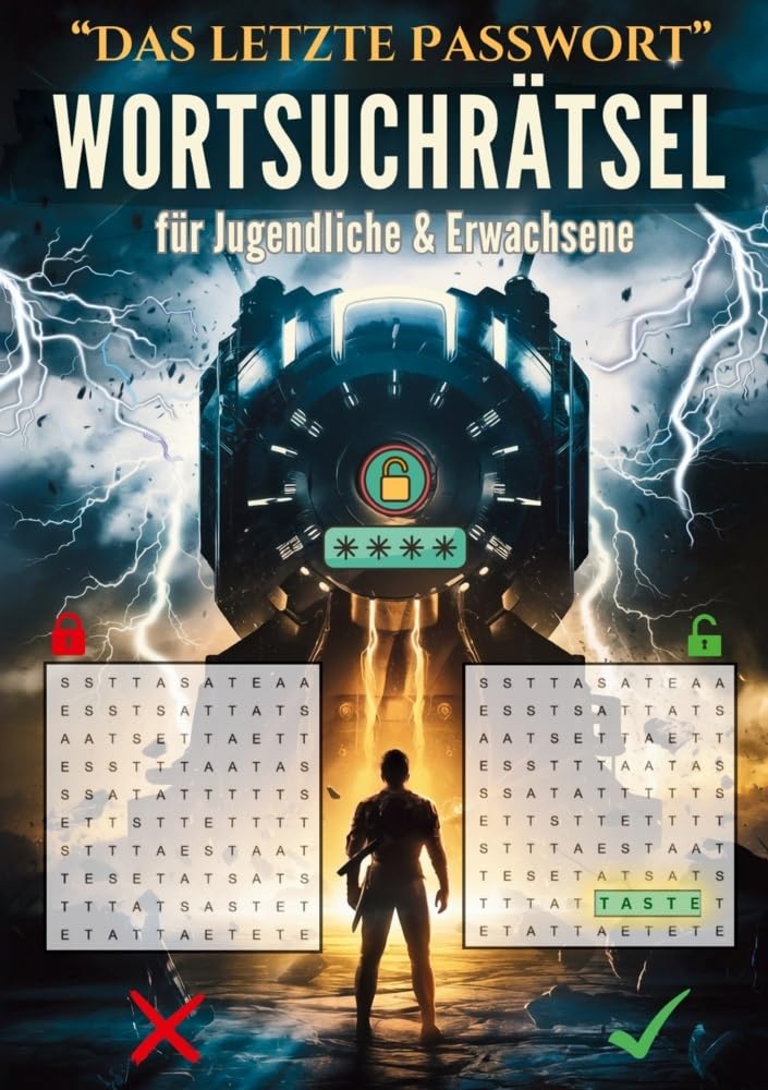Das letzte Passwort – WORTSUCHRÄTSEL für Jugendliche & Erwachsene: 100.000 Buchstaben, 5 Wörter, 1 Master Passwort | Löse Rätsel & stoppe den Weltuntergang!