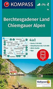 Berchtesgadener Land, Chiemgauer Alpen: 4in1 Wanderkarte 1:50000 mit Aktiv Guide und Detailkarten inklusive Karte zur offline Verwendung in der ... Skitouren. (KOMPASS-Wanderkarten, Band 14)