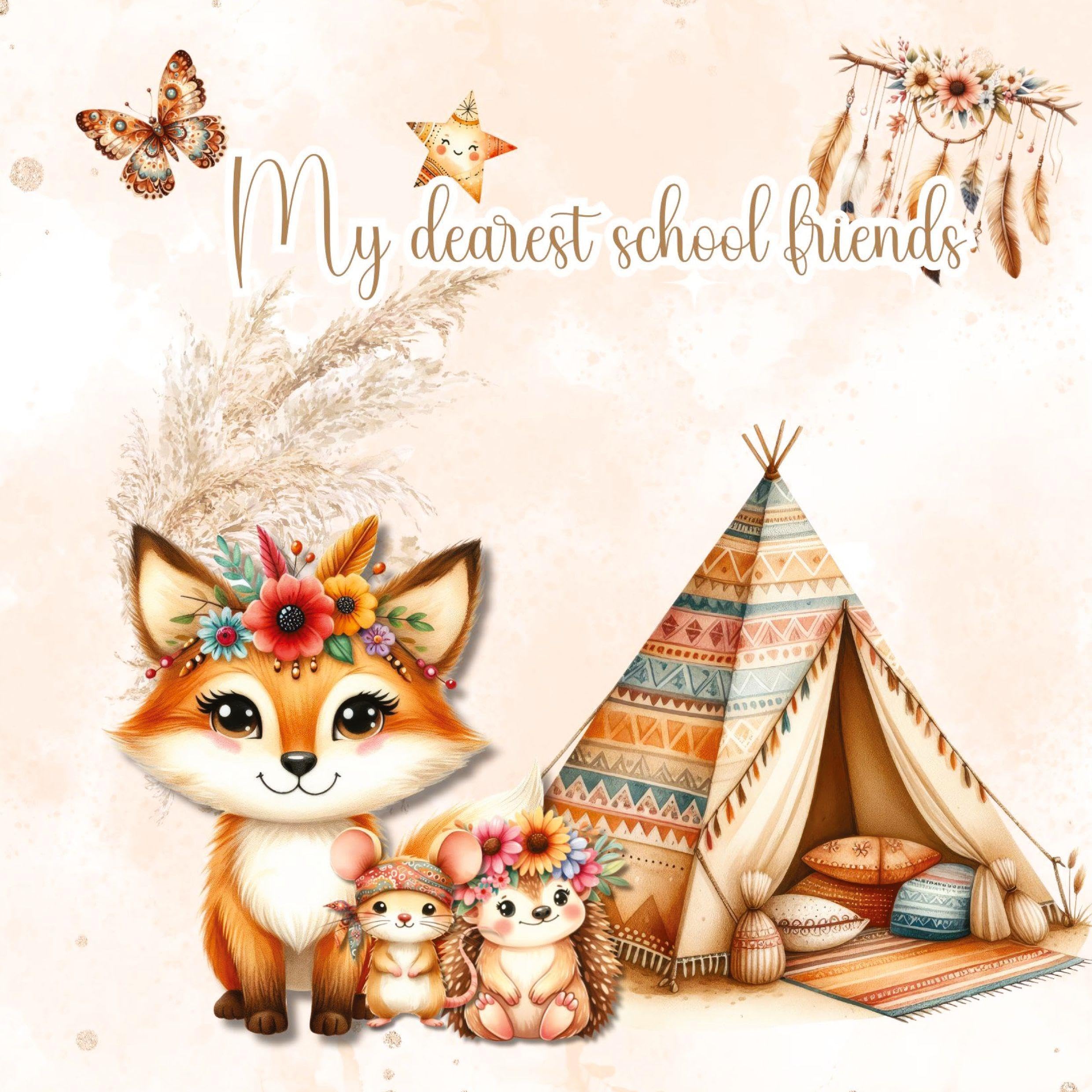 My Favorite School Friends – Boho Forest Animals: An Interactive Memory Book for Unforgettable School Years