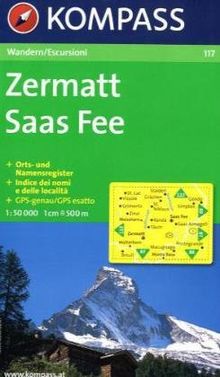 Zermatt, Saas Fee 1 : 50 000: Wanderkarte. Orts- und Namensregister. Carta escursioni. Indice dei nomi e delle località. GPS-genau