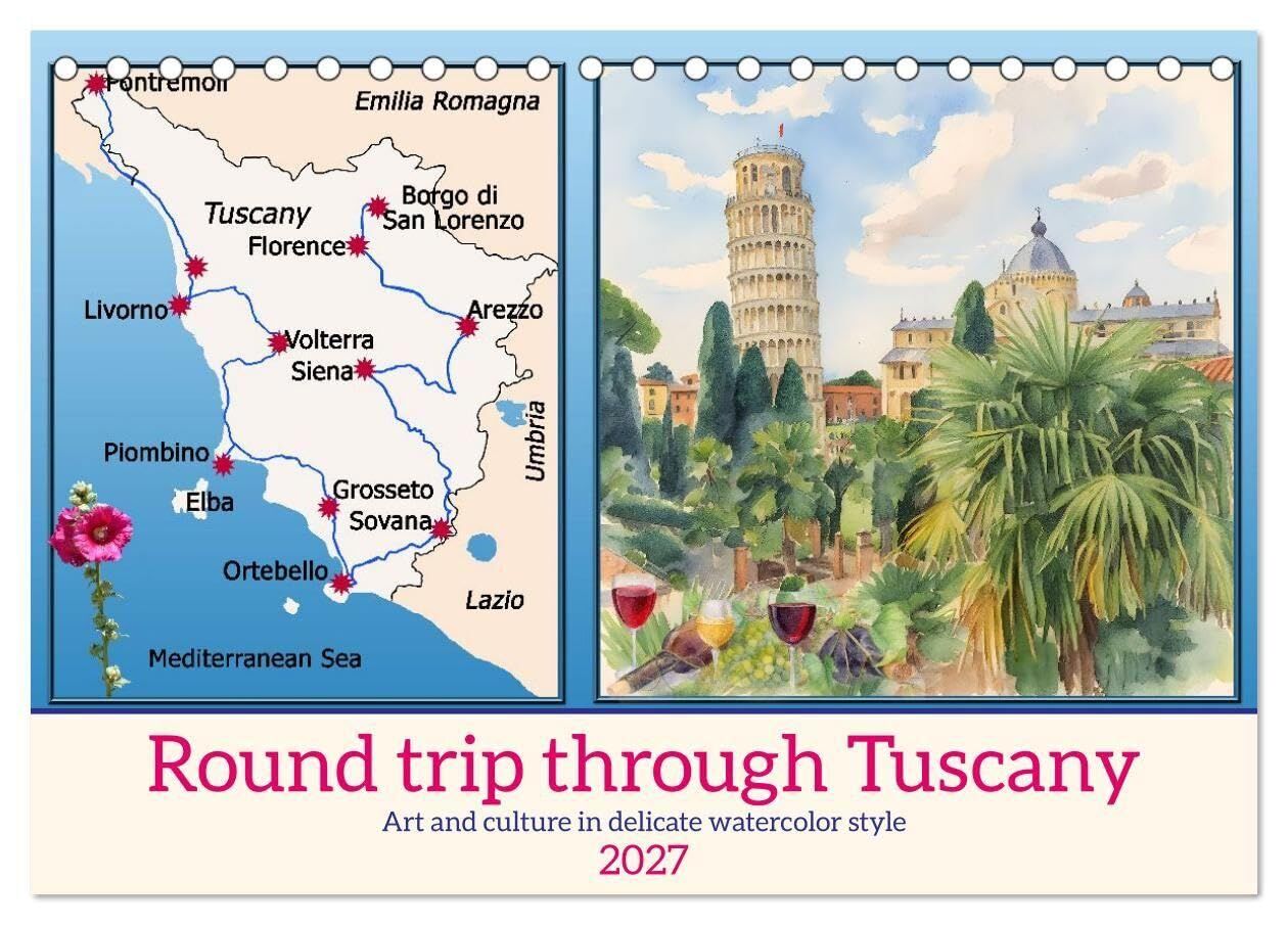 Round trip through Tuscany (Desk Calendar 2027 DIN A5 landscape), CALVENDO 12 Month DeskCalendar