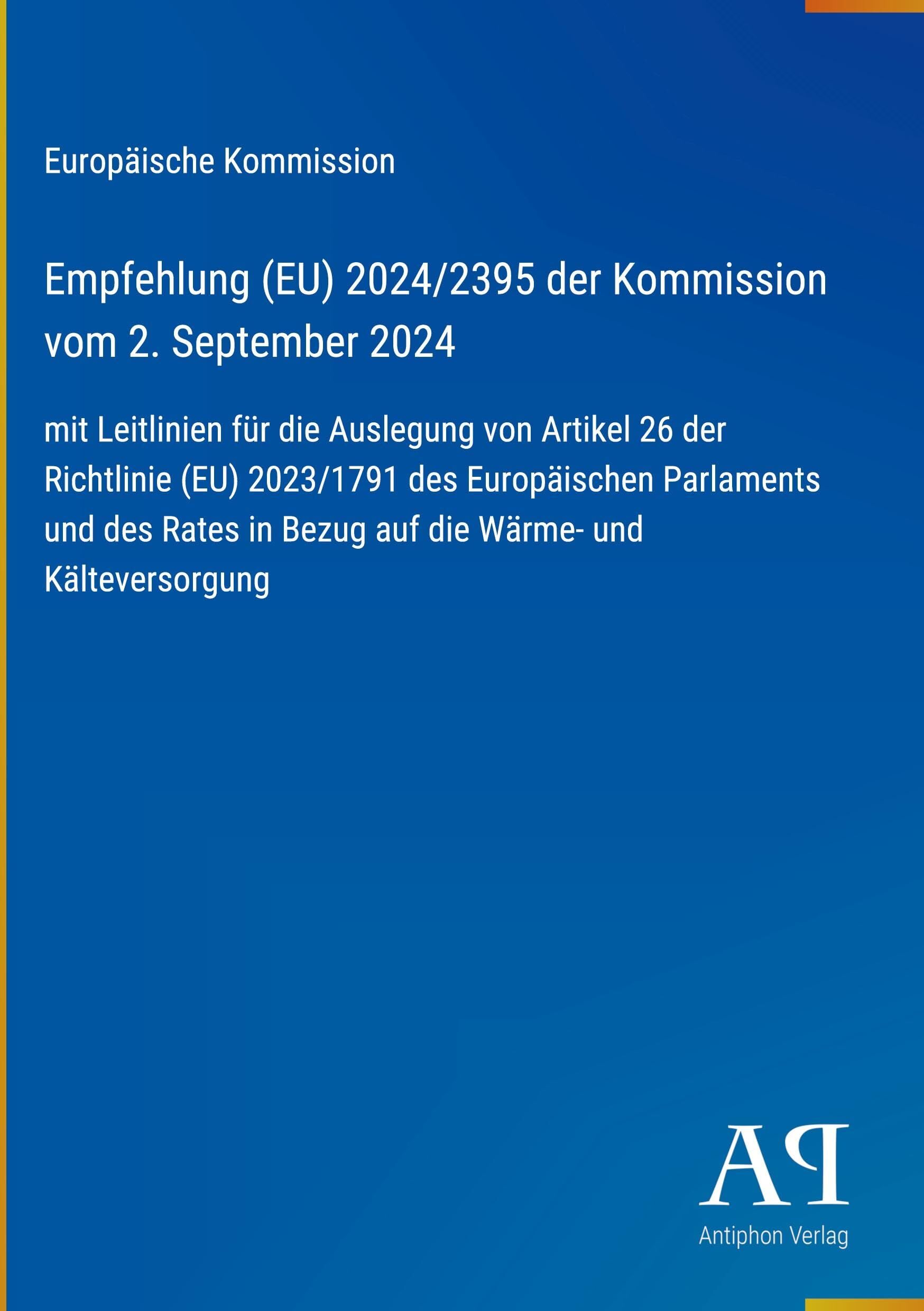 Empfehlung (EU) 2024/2395 der Kommission vom 2. September 2024