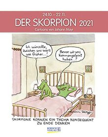 Skorpion 2021: Sternzeichenkalender-Cartoonkalender als Wandkalender im Format 19 x 24 cm.