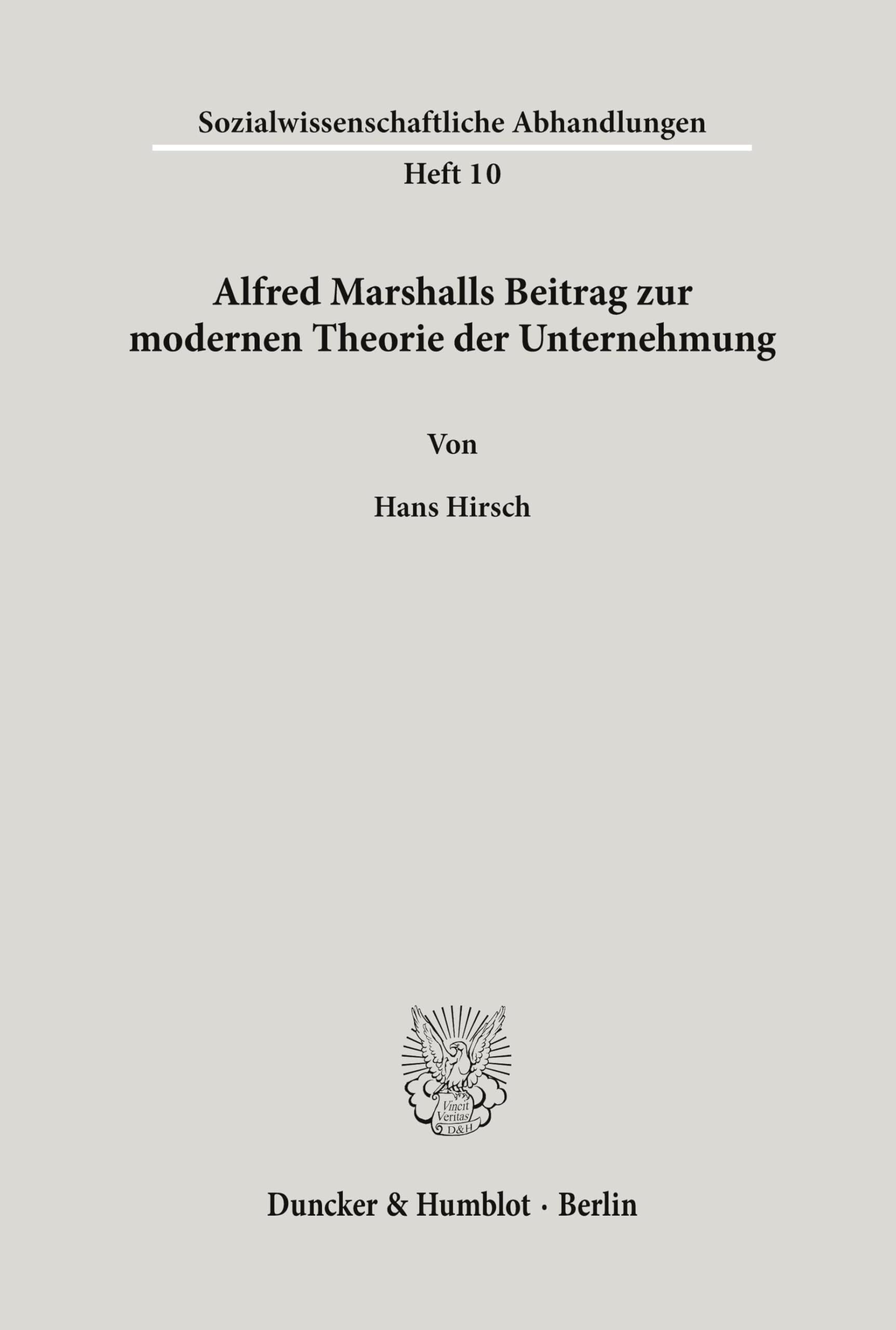 Alfred Marshalls Beitrag zur modernen Theorie der Unternehmung.