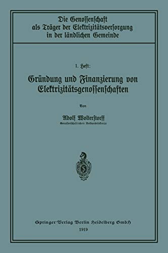 Gründung und Finanzierung von Elektrizitätsgenossenschaften