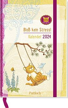 Om-Katze: Bloß kein Stress! Taschenkalender 2024: Terminkalender, Wochenplaner mit Ferienterminen und Monatsübersichten