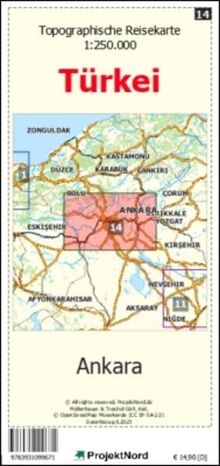 Ankara - Topographische Reisekarte 1:250.000 Türkei (Blatt 14): Landkarte (Türkei Reisekarten: Detaillierte topographische Landkarten)
