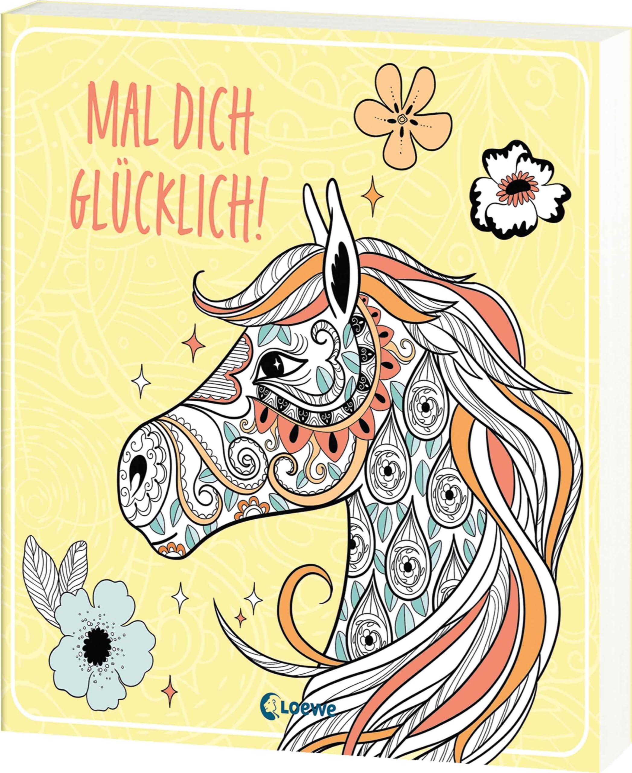 Mal dich glücklich! - Pferde: Ausmalbuch mit wunderschönen Pferdemotiven für eine beruhigende Pause vom Alltag - Ab 10 Jahren