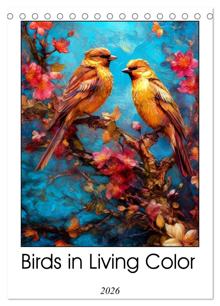 Birds in Living Color (Desk Calendar 2026 DIN A5 portrait), CALVENDO 12 Month DeskCalendar: Dive into a colorful world of avian artistry with Birds in ... of birds through digital acrylic paintings.