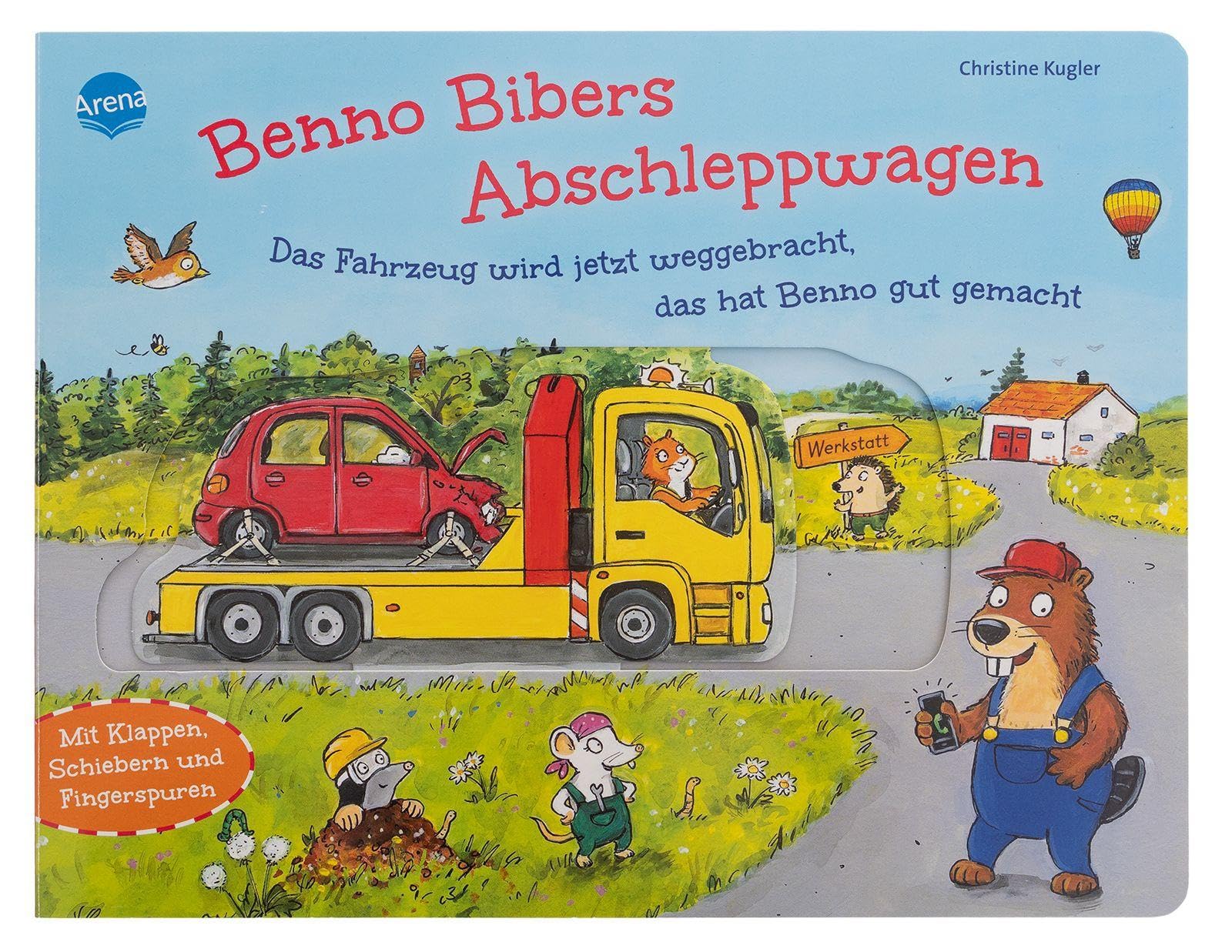 Benno Bibers Abschleppwagen. Das Fahrzeug wird jetzt weggebracht, das hat Benno gut gemacht: Pappbilderbuch zum Mitmachen für Fahrzeugfans ab 2 Jahren ... Klappen, Schieber, Fingerspuren