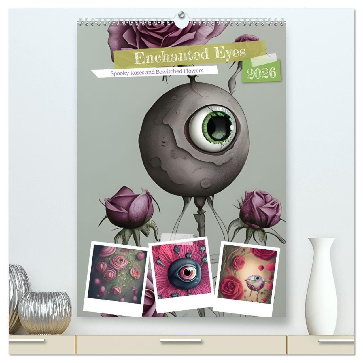 Enchanted Eyes (High Quality Premium Wall Calendar 2026 DIN A2 portrait),CALVENDO 12 Month Wall Calendar: Spooky Roses and Bewitched Flowers