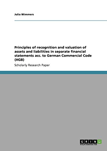 Principles of recognition and valuation of assets and liabilities in separate financial statements acc. to German Commercial Code (HGB)