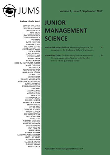 Junior Management Science, Volume 2, Issue 2, September 2017