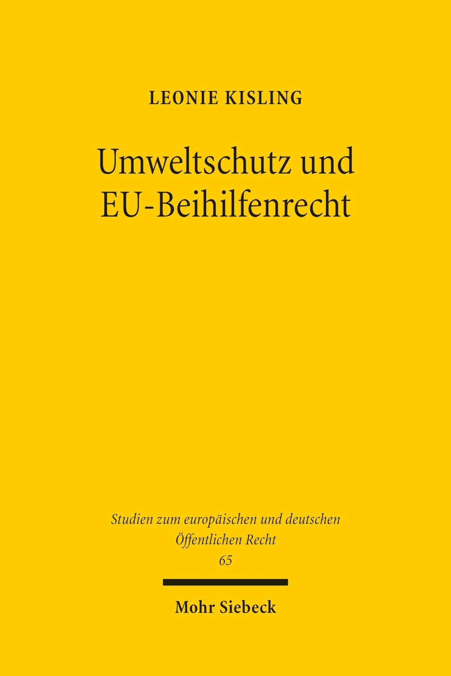 Umweltschutz und EU-Beihilfenrecht - Neuware