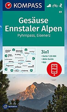 KOMPASS Wanderkarte Gesäuse, Ennstaler Alpen, Pyhrnpass, Eisenerz: 3in1 Wanderkarte 1:35000 mit Aktiv Guide inklusive Karte zur offline Verwendung in ... Skitouren. (KOMPASS-Wanderkarten, Band 69)