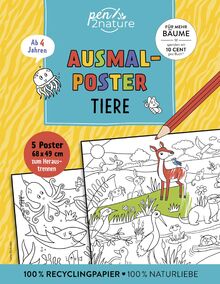 Ausmalposter Tiere: 5 wimmelige XXL-Poster im Format 68 x 49 cm, mit Perforierung zum leichten Heraustrennen. Große Ausmalflächen ideal für Kinder ab 4 Jahren.