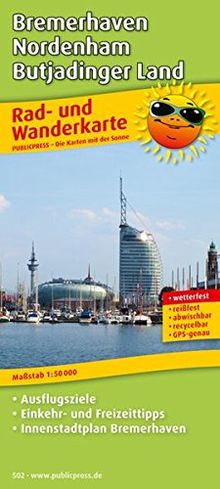 Rad- und Wanderkarte Bremerhaven - Nordenham - Butjadinger Land: mit Ausflugszielen, Einkehr- & Freizeittipps, wetterfest, reissfest, abwischbar, GPS-genau. 1:50000