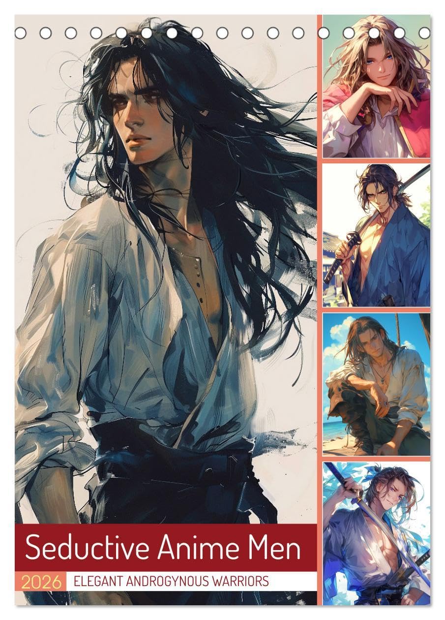 Seductive Anime Men (Desk Calendar 2026 DIN A5 portrait), CALVENDO 12 Month DeskCalendar: Anime aesthetics meet spiritual masculine strength