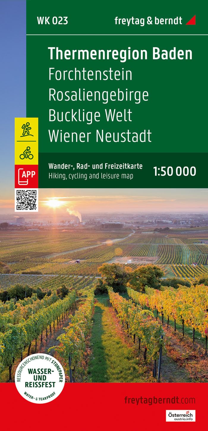 Thermenregion Baden, Wander-, Rad- und Freizeitkarte 1:50.000, freytag & berndt, WK 023: Forchtenstein - Rosaliengebirge - Bucklige Welt - Wiener ... (freytag & berndt Wander-Rad-Freizeitkarten)