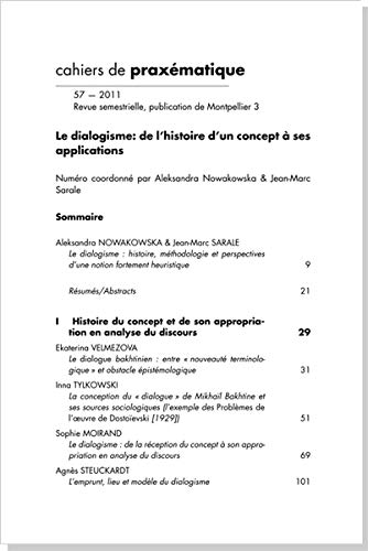 Cahiers De Praxématique N° 57 Le Dialogisme : De L'histoire D'un Concept à Ses Applications