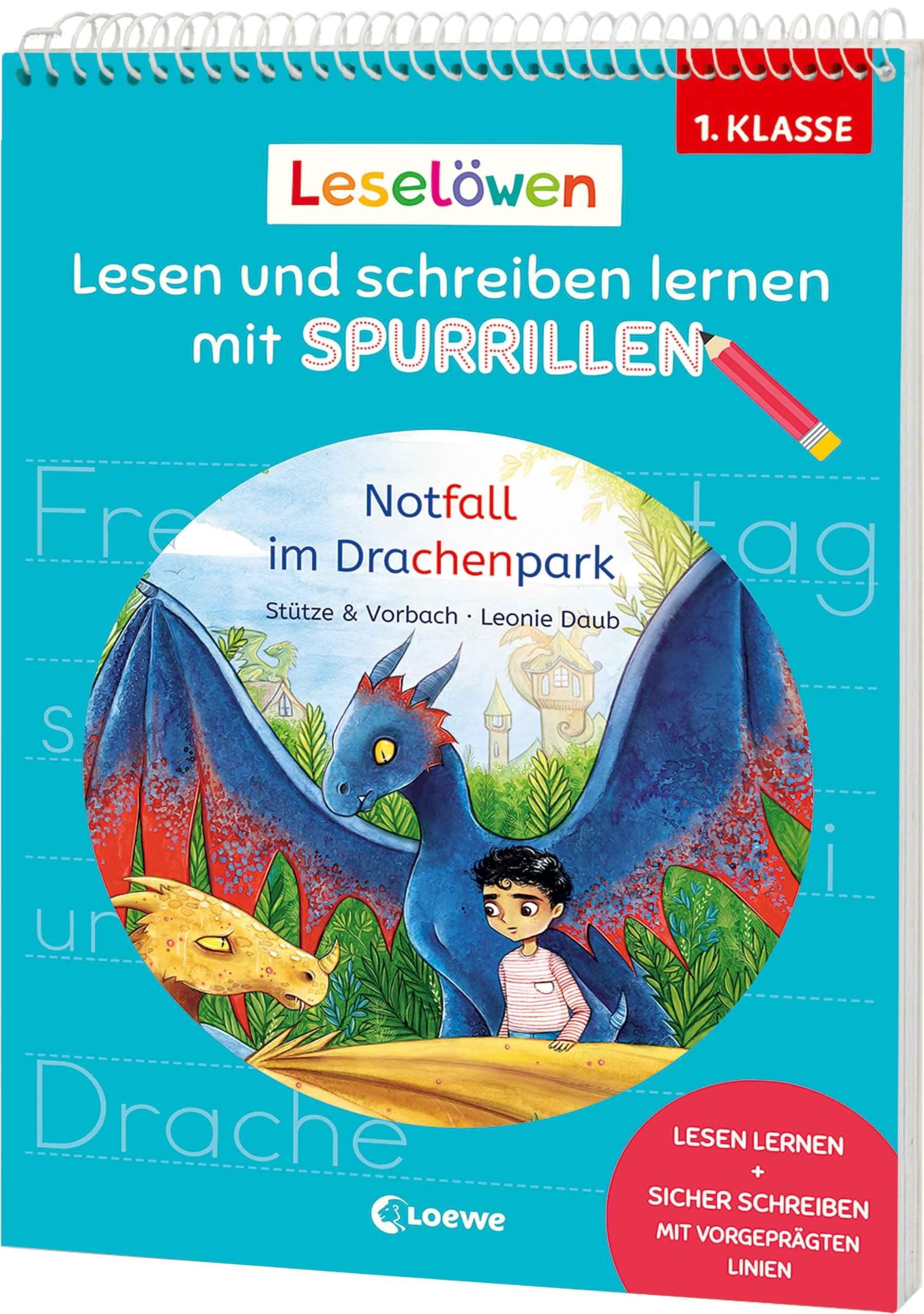 Leselöwen - Lesen und schreiben lernen mit Spurrillen - Notfall im Drachenpark: Erstlesegeschichte trifft clevere Lernhilfe - Mit Silbenfärbung und vorgeprägten Wörtern für die 1. Klasse