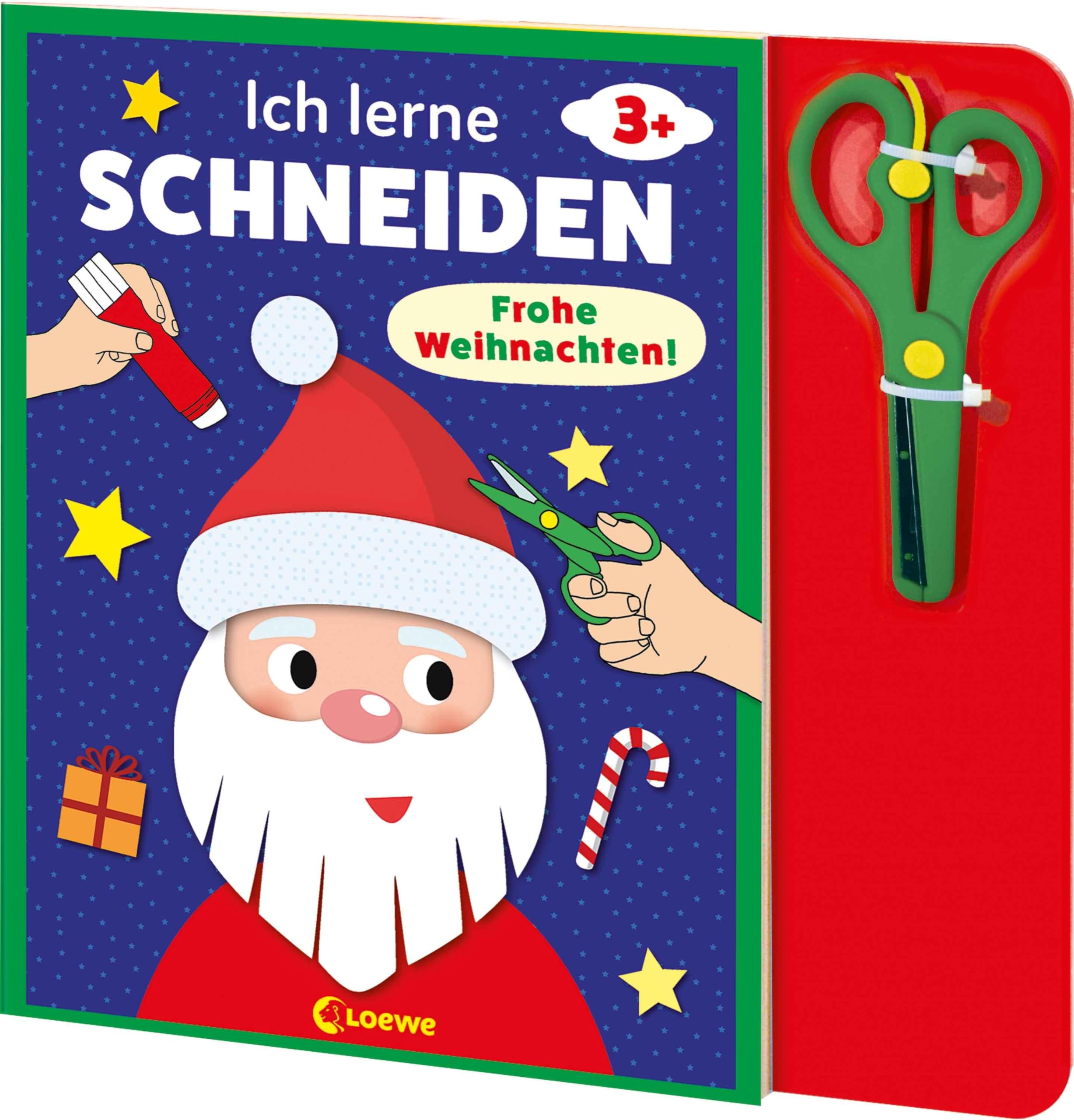 Ich lerne schneiden - Frohe Weihnachten!: Bastelbuch mit kindersicherer Schere für Kinder ab 3 Jahren
