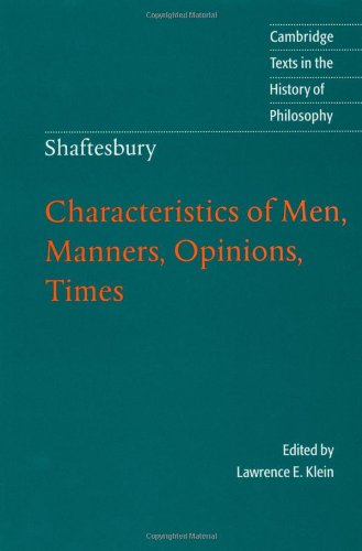 Shaftesbury: Characteristics of Men (Cambridge Texts in the History of Philosophy)