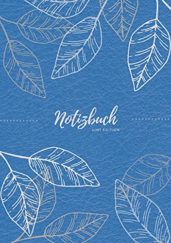 Notizbuch Tagebuch A5 liniert - 100 Seiten 90g/m² - Soft Cover - Silberne Blätter auf blau - FSC Papier: Notebook - Diary - A5 - Paperback