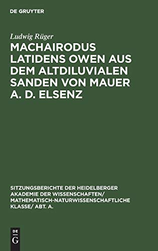 Machairodus latidens Owen aus dem altdiluvialen Sanden von Mauer a. d. Elsenz (Sitzungsberichte der Heidelberger Akademie der Wissenschaften/ Abt. A. ... Wissenschaften, 1929, 7)