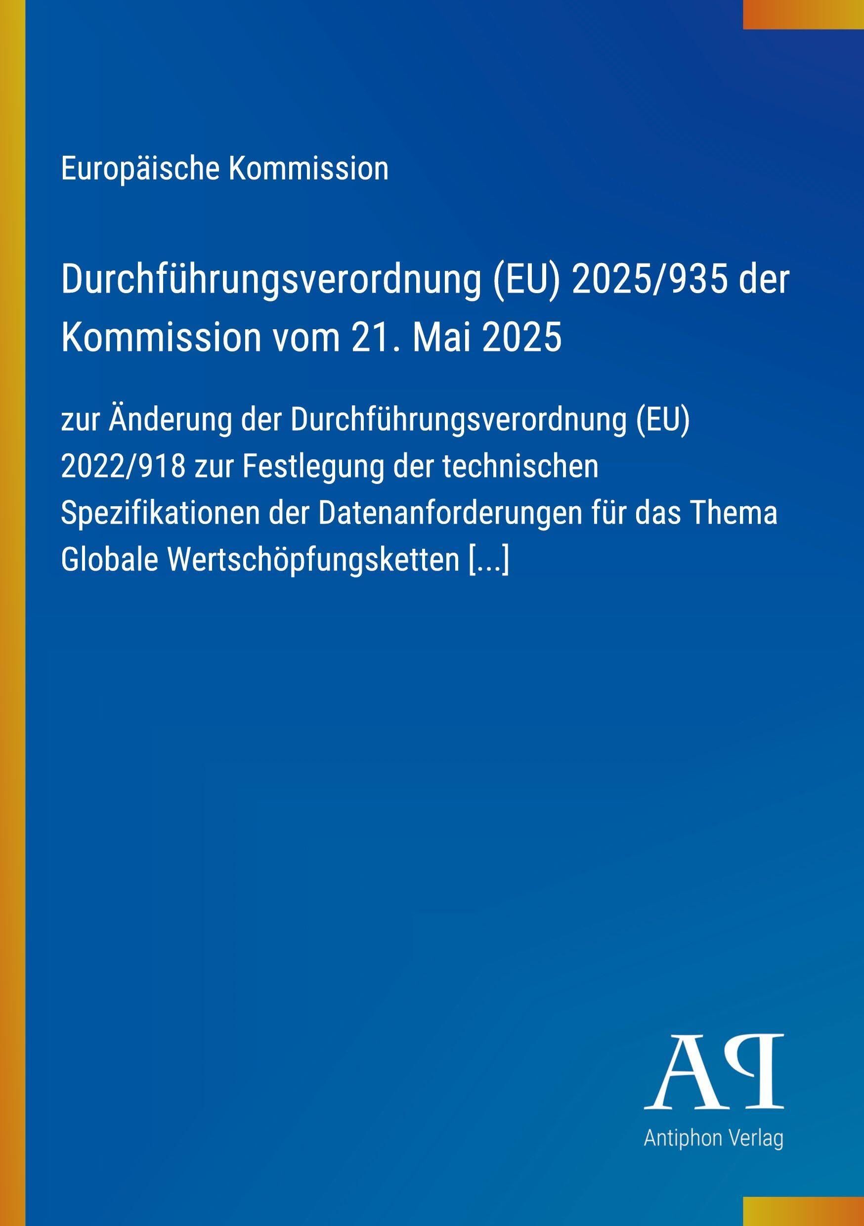 Durchführungsverordnung (EU) 2025/935 der Kommission vom 21. Mai 2025