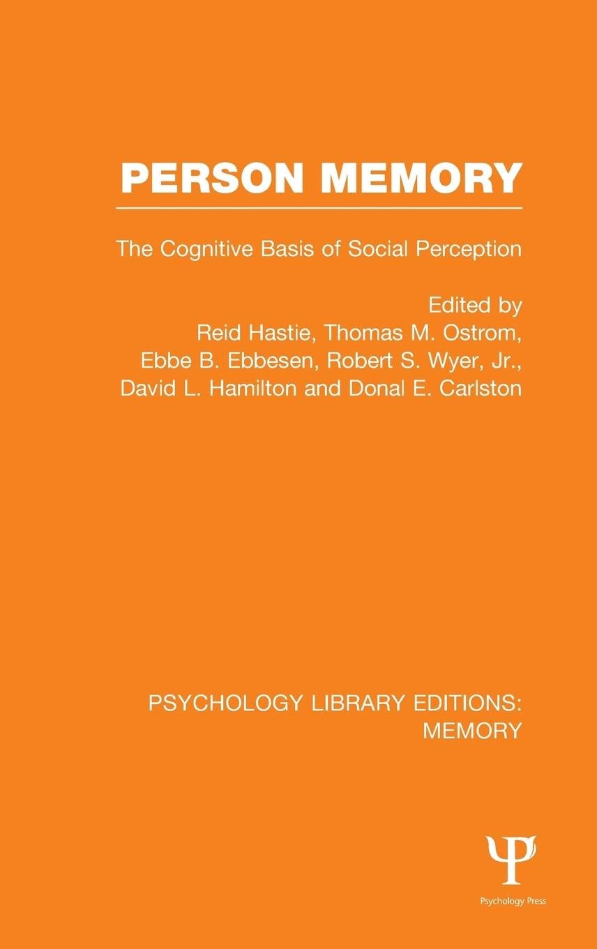 Person Memory (PLE: Memory): The Cognitive Basis of Social Perception (Psychology Library Editions: Memory, 9, Band 9)