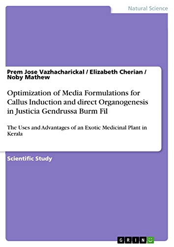 Optimization of Media Formulations for Callus Induction and direct Organogenesis in Justicia Gendrussa Burm Fil: The Uses and Advantages of an Exotic Medicinal Plant in Kerala